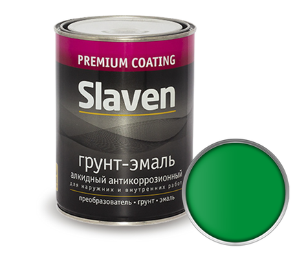 Грунт-эмаль по ржавчине SLAVEN 3 в 1, зеленый (1.1 кг) Фотография_0