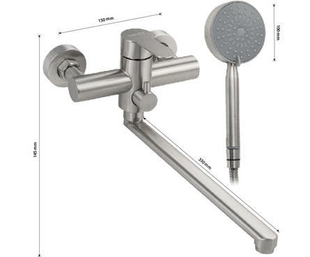 Смеситель для ванны однорычажный BRIMIX длинный гусак сатин 9329 Фотография_2