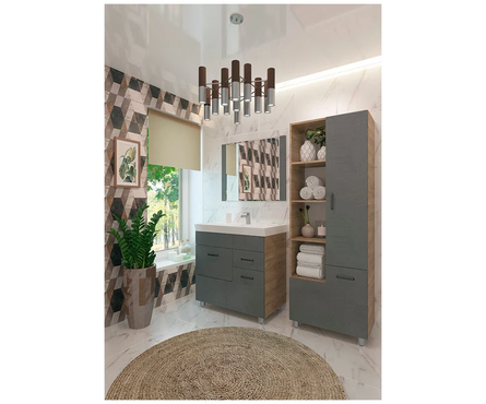 Тумба EVAGOLD Катерина 80 для ванной, серый камень, с умывальником Фостер-80 Фотография_1