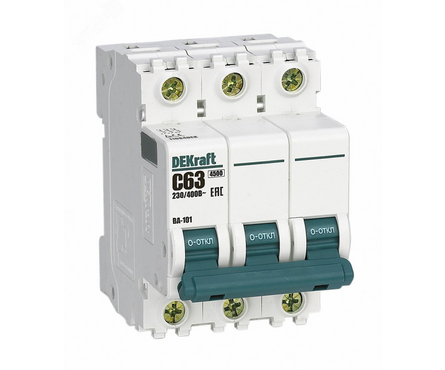 Выключатель автоматический модульный 3п C 63А DeKaft 11084DEK SCHNEIDER ELECTRIC Фотография_0