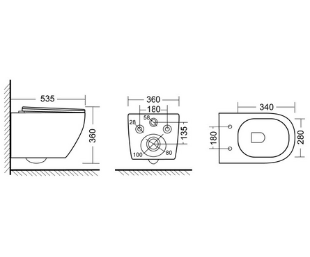 Унитаз подвесной безободковый EG103T тонкое сиденье ДП круговой смыв (с гофрой и подводкой) EVA GOLD Фотография_3