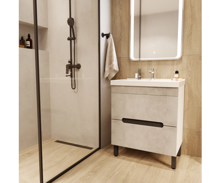 Тумба для ванной «Честер 70» бетон, с умывальником Грейс-70 (ПВХ) Фотография_2