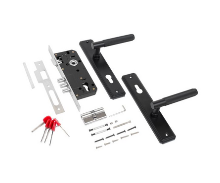 Замок врезной 3В4-3.02.02 ФЕРОНА с ручками черный БУЛАТ Фотография_1