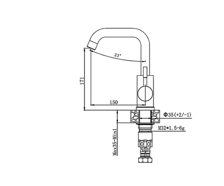 Смеситель для кухни однорычажный HAIBA высокий гусак хром HB72304-4 Фотография_1