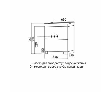 Тумба для ванной Вектор-65 с умывальником Нелли-65 Фотография_4