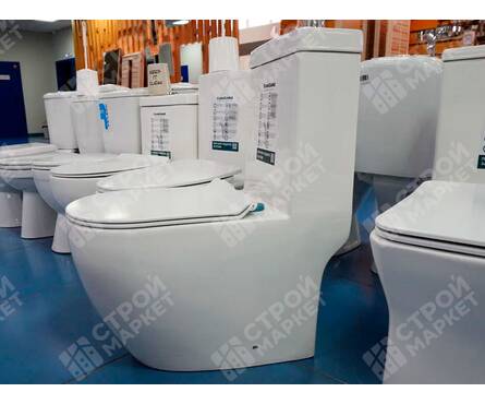 Унитаз-монолит 5005 безободковый, сиденье ДП (с гофрой и подводкой) EVA GOLD Фотография_8