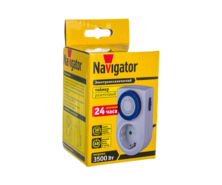 Таймер розеточный Navigator NTR-A-S01-WH, электромеханический Фотография_3