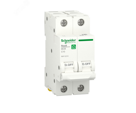 Выключатель автоматический модульный 2п C 10А RESI9 6000А R9F12210 Schneider Electric Фотография_0