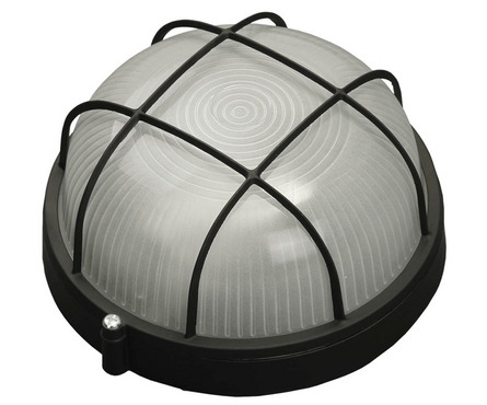  Светильник настенный уличный Светозар большой круг черный с решеткой 1х100 Вт Е27 IP54 Фотография_0