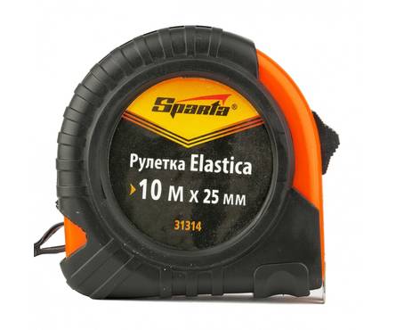 Рулетка SPARTA Elastica, 10 м х 25 мм, обрезиненный корпус Фотография_0