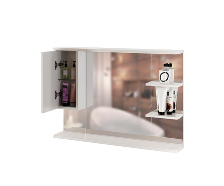 Шкаф навесной MIXLINE Этьен 100 левый с подсветкой, белый (ПВХ) Фотография_1