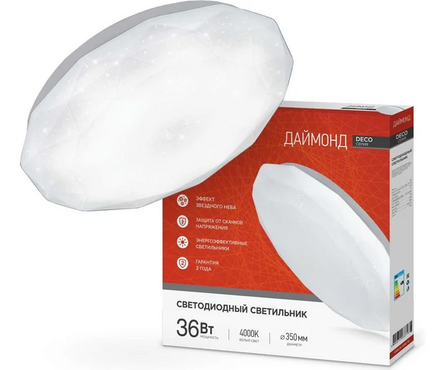 Светильник светодиодный 36 Вт Даймонд 230 В 4000К 2340 лм 350 мм DECO IN HOME Фотография_3