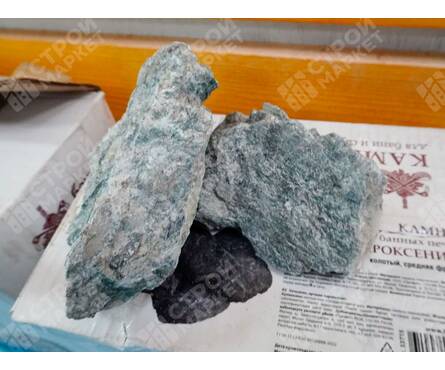 Камень для бани Пироксенит, колотый, ср. фракция (70-140 мм), в коробке 10 кг Банные штучки Фотография_2