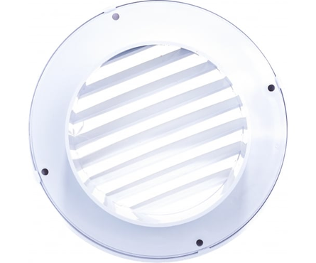 Решетка ПВХ вентиляционная вытяжная круглая с фланцем d 100 мм белая ЭВЕНТ Фотография_1
