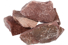 Камень Кварцит малиновый, колотый,  средняя фракция (70-140 мм), в коробке по 20 кг