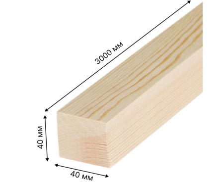 Брус 40х40х3000 мм 1 сорт профилированный хвойных пород Фотография_1