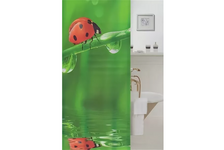 Штора для ванной тканевая водонепроницаемая 180x180 см Lady beetle зеленая без колец YX-2400