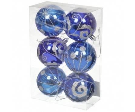 Набор шаров SY16-23 блестящие синий/голубой, диаметр 8 см (6 шт) Фотография_0