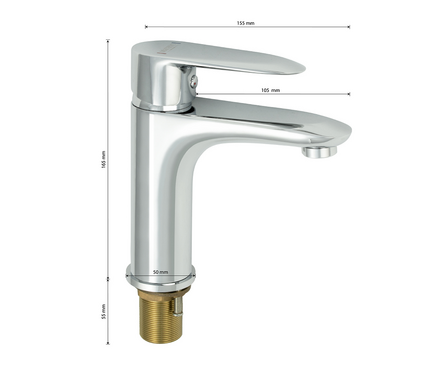 Смеситель для умывальника однорычажный MAGNUS литой гусак хром 8600 Фотография_1