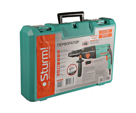 Перфоратор 920 Вт, 3.3 Дж, 3-реж. SDS+, пласт. кейс STURM Фотография_10