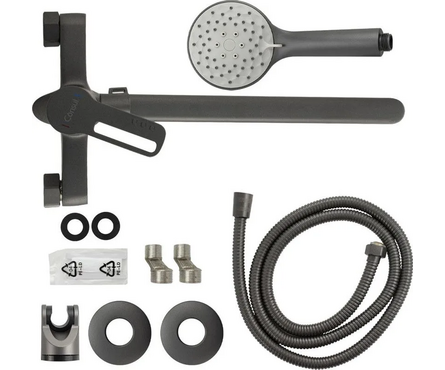 Смеситель для ванны однорычажный CONSUL длинный гусак графит 8970 Фотография_1