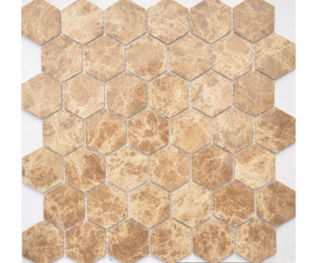 Мозаика Caramelle Mosaic Pietrine Hexagonal Emperador light MAT hex матовая, 292х298 мм, чип 18х30 мм Фотография_0