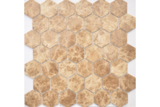 Мозаика Caramelle Mosaic Pietrine Hexagonal Emperador light MAT hex матовая, 292х298 мм, чип 18х30 мм