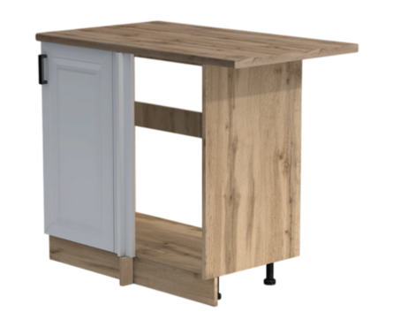 Стол-тумба кухонный угловой универ распашная дверь со столешницей 100 см фасад МДФ Белый/дуб вотан Фотография_2