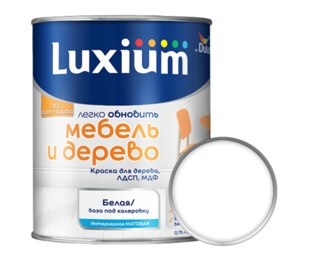 Краска для дерева матовая акриловая ВД ДЮЛАКС Мебель и дерево белая БАЗА BW 0.75 л Фотография_0
