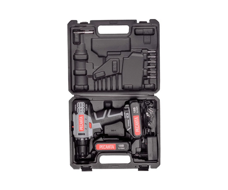 Дрель-шуруповерт РЕСАНТА ДА-18-2ЛК 18 В 2 шт Li-ion акк. 2 Ач, 50 Нм, 0-400/0-1400 об/мин Фотография_10