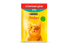 Корм влажный Friskies для взрослых кошек, с уткой в подливе, 50 г