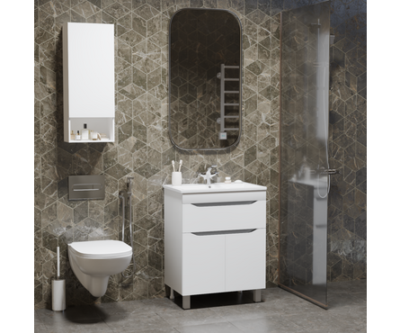 Тумба для ванной Лайн 60 1 ящик с умывальником Fest-60 (Sanita Lux) (ПВХ) Фотография_2