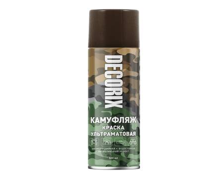 Краска DECORIX «КАМУФЛЯЖ», землянисто-коричневый, матовая, 520 мл Фотография_1