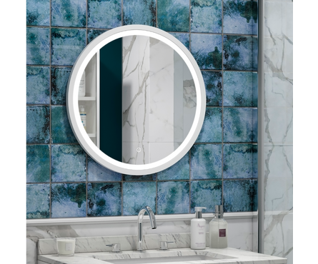 Зеркало круглое 600 мм сенсорный выключатель светодиодная внутренняя подсветка САНАКС Фотография_1