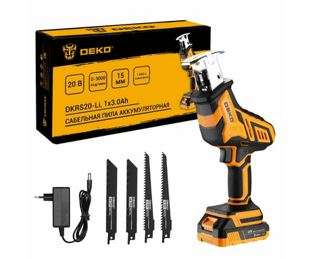 Пила сабельная аккумуляторная 20 В, 0-3000 об/мин, 1 аккум. 3.0 Ач DKRS20-Li DEKO Фотография_2