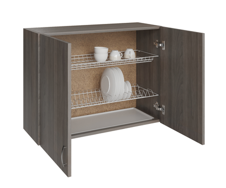 Шкаф навесной кухонный распашные дверцы 80 см ЛДСП ясень/шимо светлый с сушкой Фотография_1