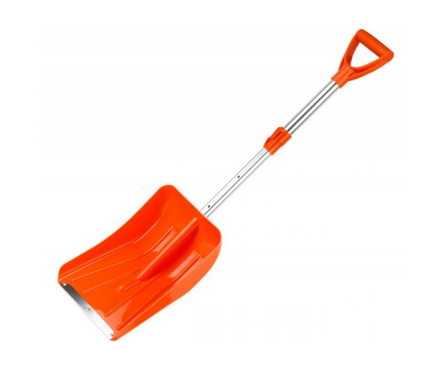 Лопата снеговая автомобильная пластиковая 240x340 мм с алюминиевой телескопической ручкой и планкой Фотография_0