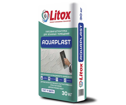 Штукатурка гипсовая для влажных помещений ЛИТОКС AquaPlast 30 кг Фотография_0