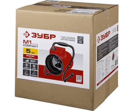 Тепловая пушка ЗУБР КОМПАКТ электрическая, 4,5/3 кВт, 220 В, гладкий нержавеющий ТЭН, термостат Фотография_4