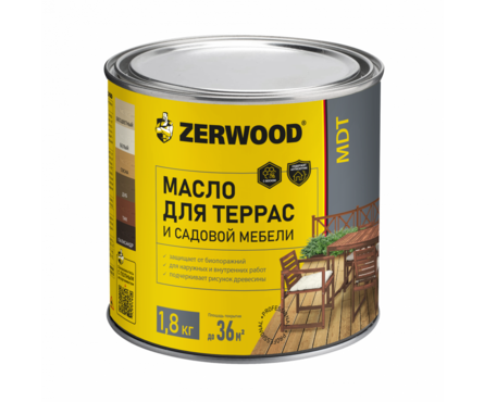 Масло для террас и садовой мебели ZERWOOD MDT прозрачное 1.8 кг Фотография_0