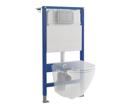 Инсталляция для унитаза двухрежимная кнопка квадратная хром матовый 545-2 EVAGOLD Фотография_1