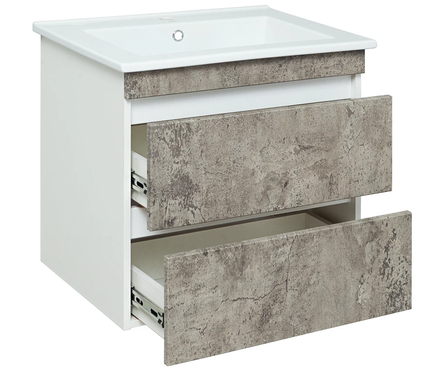 Тумба Runo Манхэттен-65, подвесная, с умывальником Оскар 65, серый бетон Фотография_1