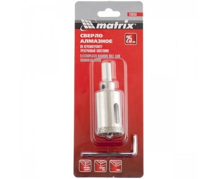 Коронка алмазная по керамограниту 25 мм с центрирующим сверлом MATRIX Фотография_2