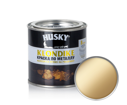 Краска по ржавчине 3 в 1 металлик золото HUSKY Klondike RAL1036 250 мл  Фотография_0