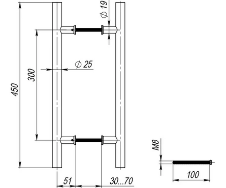 Ручка-скоба 450 мм нержавеющая сталь FUARO Фотография_2