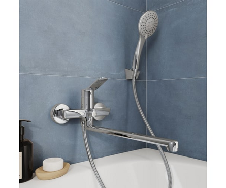 Смеситель для ванны однорычажный MILARDO длинный гусак хром Enjoy ENJSB00M10 Фотография_1