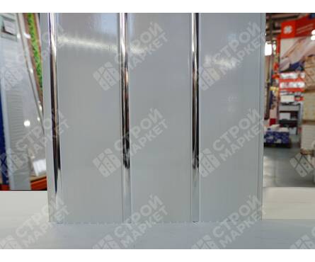 Панель ПВХ Белый Люкс хром/лак 3х секционная 240x3000x8 мм (0.72 м²)  Фотография_4