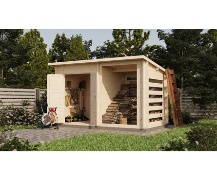 Хозблок из массива сосны с дровницей 4х2.2 м ТЕХНОНИКОЛЬ Фотография_4