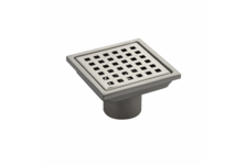 Трап сливной вертикальный выход D50 нерж 100х100 мм сатин с сух. затвором крышка с перф. САНАКС