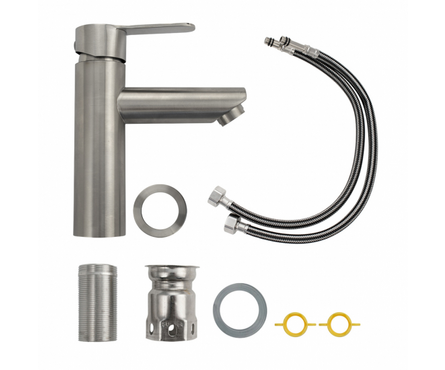 Смеситель для умывальника однорычажный BRIMIX литой гусак сатин 9351 Фотография_2